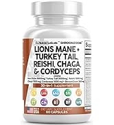 Lions Mane 3000mg 20in1 Mushroom Supplement with Turkey Tail 2000mg Reishi 1000mg Cordyceps Chaga...