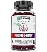 Zhou Nutrition Elder-Mune Sambucus Elderberry Gummies with Zinc and Vitamin C for Adults & Kids (...