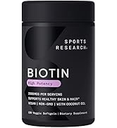 Sports Research Vegan Biotin 2500mcg with Organic Coconut Oil - Extra Strength Biotin Vitamin B7 ...