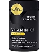 Sports Research Vitamin K2 as MK7 with Coconut MCT Oil | Non-GMO Verified, Vegan Certified (60 Ve...